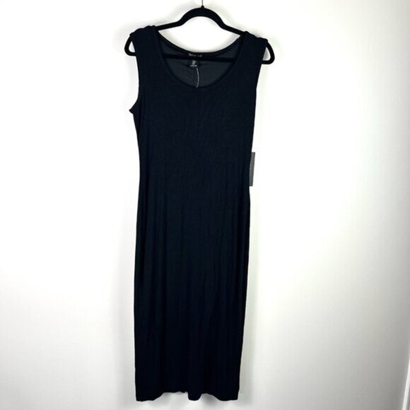 Rachel Zoe Black Stretch Midi Dress Capsule Minimalist size M Party Summer Comfy - Picture 1 of 8